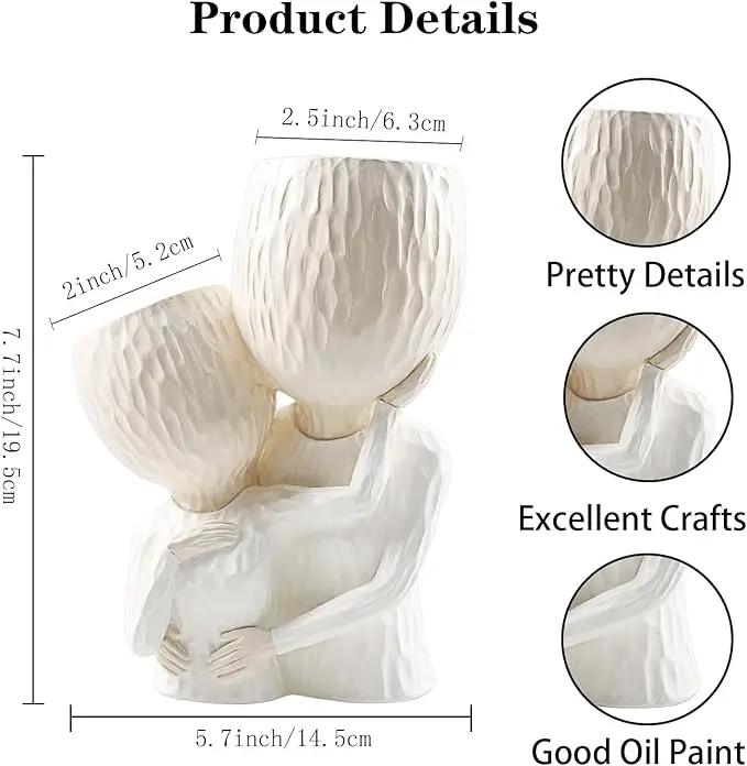 Head Planter for Indoor Plants Face Flower Pots Outdoor Plant Accessories Mug Succulent Planters with Drainage Hole Husband Hug Wife by GreenHaven Gardens
