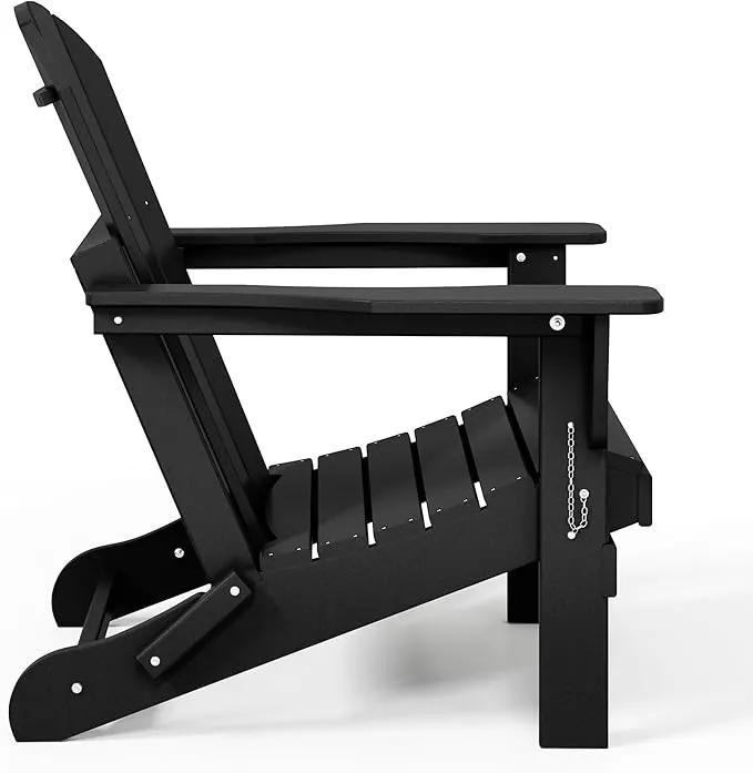 Westin Outdoors Laguna WO Home Furniture Adirondack Chair 4 PC Set Classic Outdoor Patio Folding Chair for Bon Fire Pit Lawn Backyard Beach Plastic Weather-Resistant (Black) by GreenHaven Gardens