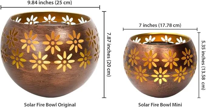 5.4” 2-Pack Decorative Metal Solar Patio Light with Flickering Flame, Waterproof Dusk-to-Dawn Garden Lantern, Bronze/Copper by GreenHaven Gardens