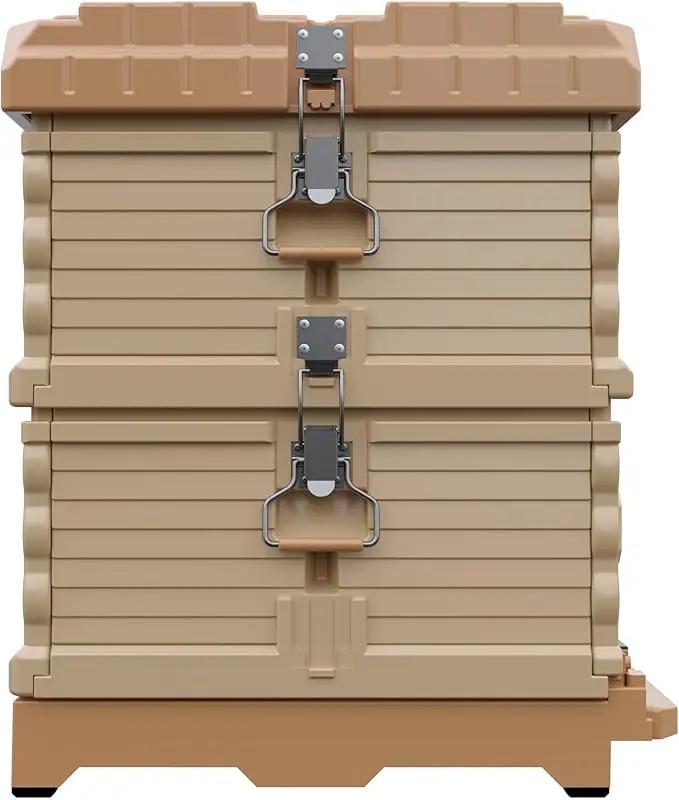 Ergo Insulated Bee Hive Set [NO Frames Included] (Double Deep, Tan Body Blue Entrance) by GreenHaven Gardens