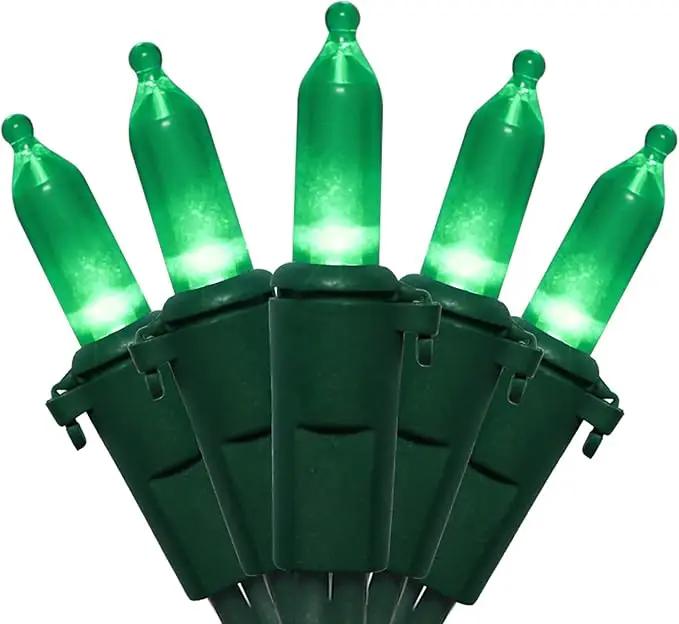 Green LED Christmas Lights - 100 Count Green Christmas String Lights for Tree, Party, Holiday, Indoor and Outdoor St. Patrick's Day Decorations, 33 Feet Green Wire, UL Certified, Connectable by GreenHaven Gardens