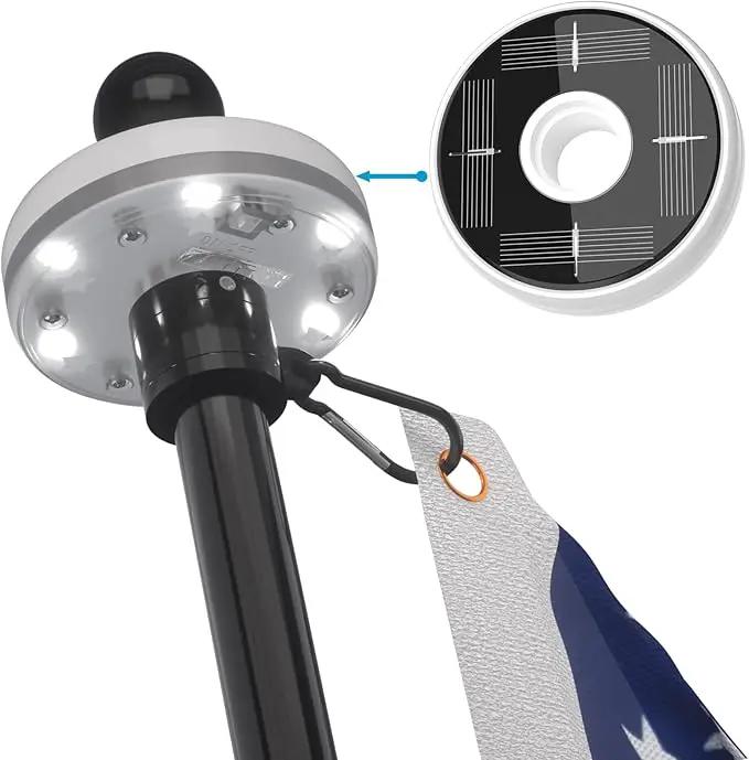 ZMTECH Flag Pole with Solar Light - Adjustable Bracket, 6 FT Stainless Steel Flag Poles for Outside House, Garden or Yard, Tangle Free Flagpole Kit for American Flag (Without Flag, Black) by GreenHaven Gardens