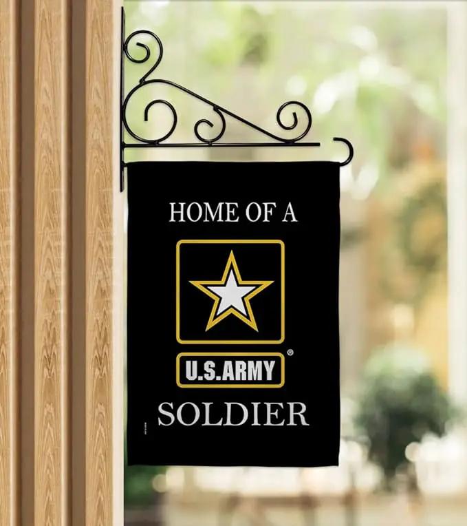 US Army Army Soldier Garden Flag Set Wall Holder Armed Forces Rangers United State American Military Veteran Retire Official House Decoration Banner Small Yard Lawn Proch, 13 x 18.5 inch, Made In USA by GreenHaven Gardens