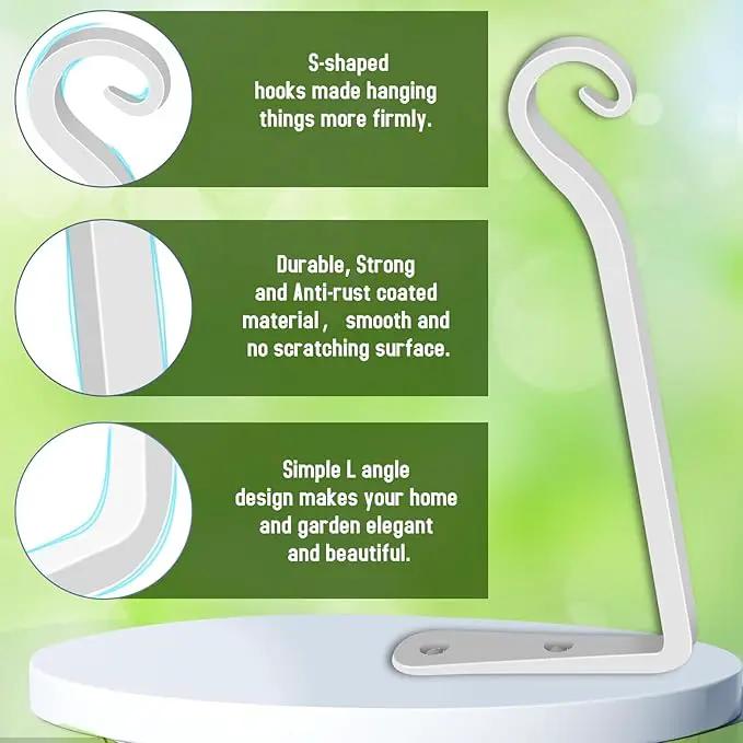 FEED GARDEN Hanging Plant Bracket 10 Inch 2 Pack, Hand-Forged Plant Hanger for Hanging Bird Feeders, Wind Chimes, Flower Baskets, Lanterns, Indoor/Outdoor Use, White by GreenHaven Gardens