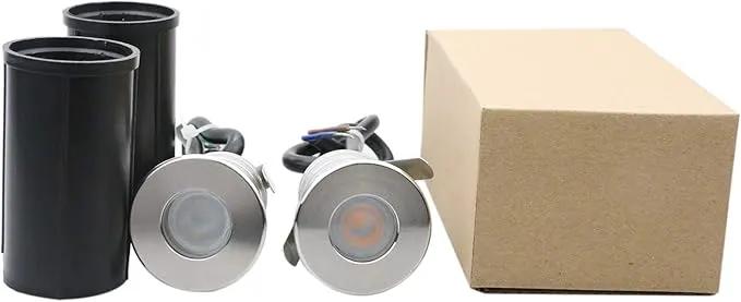 YASHIDA Mini Low Voltage 12-24V DC LED Step Lights,3 Watt Recessed Outdoor LED Landscape Deck Lights for Stair, Pathway, Garden, Warm White 2700K, IP67 Waterproof Stainless Steel Aluminum by GreenHaven Gardens