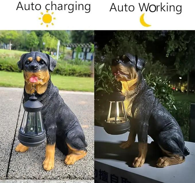 Garden Statues Dog Solar Hanging Light, Courtyard Resin Simulated Handicraft Dog Statue Ornament, Garden Yard Entrance Decoration. by GreenHaven Gardens