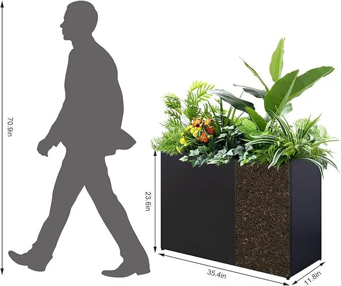 Metal Planter Box Rectangular Block - Galvanized Steel Long Box Planter Modern Outdoor Planters All-Weather Use with Drainage Holes for Patio/Porch, 35.5×24×12IN by GreenHaven Gardens
