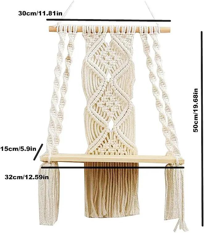 Mong Handmade Macrame Wall Hanging Shelf, Boho Indoor Rope Plant Pot Basket Hanger Holder, Rope Plant Hanger for Wall Decor Indoor Outdoor by GreenHaven Gardens