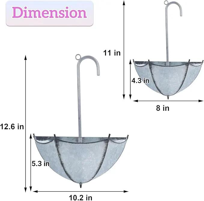 yosager 3 Pack Galvanized Metal Umbrella Wall Planter, Hanging Wall Flower Holder, Succulent Hanger Vase Indoor Outdoor Rustic for Garden Home Wall Decor by GreenHaven Gardens