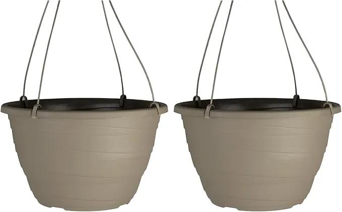 The HC Companies Wrapt Hanging Planters - Lightweight Plant Pot Hanger for Hanging Plants, Vegetables & Herbs - Outdoor & Indoor Hanging Basket for Plants (11" Pepperstone, Pack of 2) by GreenHaven Gardens