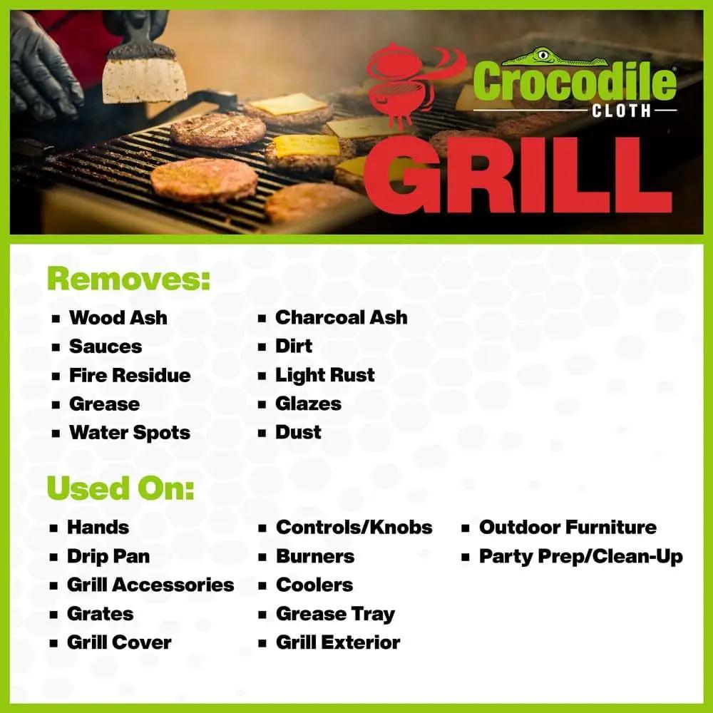 Crocodile Cloth Grill Wipes, 640 Count (8 Packs) – Extra-Large 15” x 10” Plant-Based Cleaning Cloths, Safe on Skin & Surfaces, Pre-Moistened with Aloe & Vitamin E by GreenHaven Gardens