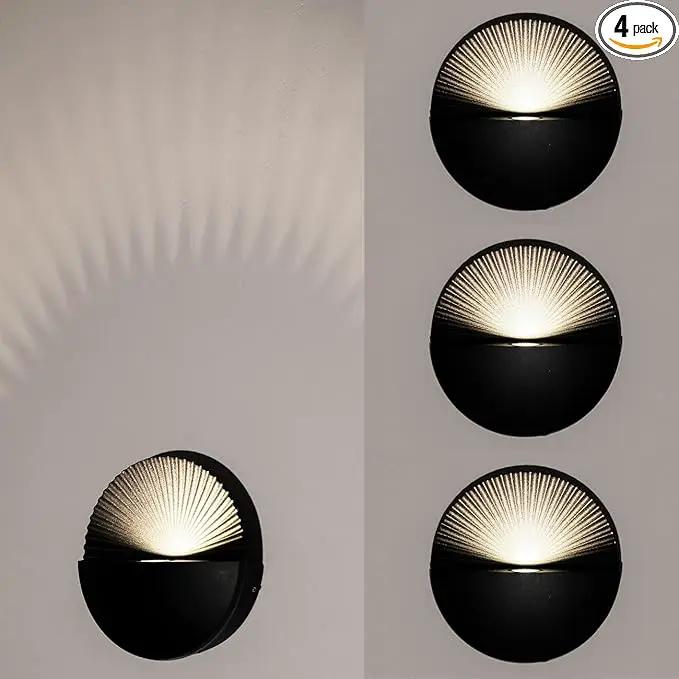 6W Wall Lamp,Exterior Waterproof Wall Sconces Light Fixture,110V Wall Mount Light 3000K Warm White Porch Lights for Garage,House,Garden,Patio 4Pack (Black) by GreenHaven Gardens