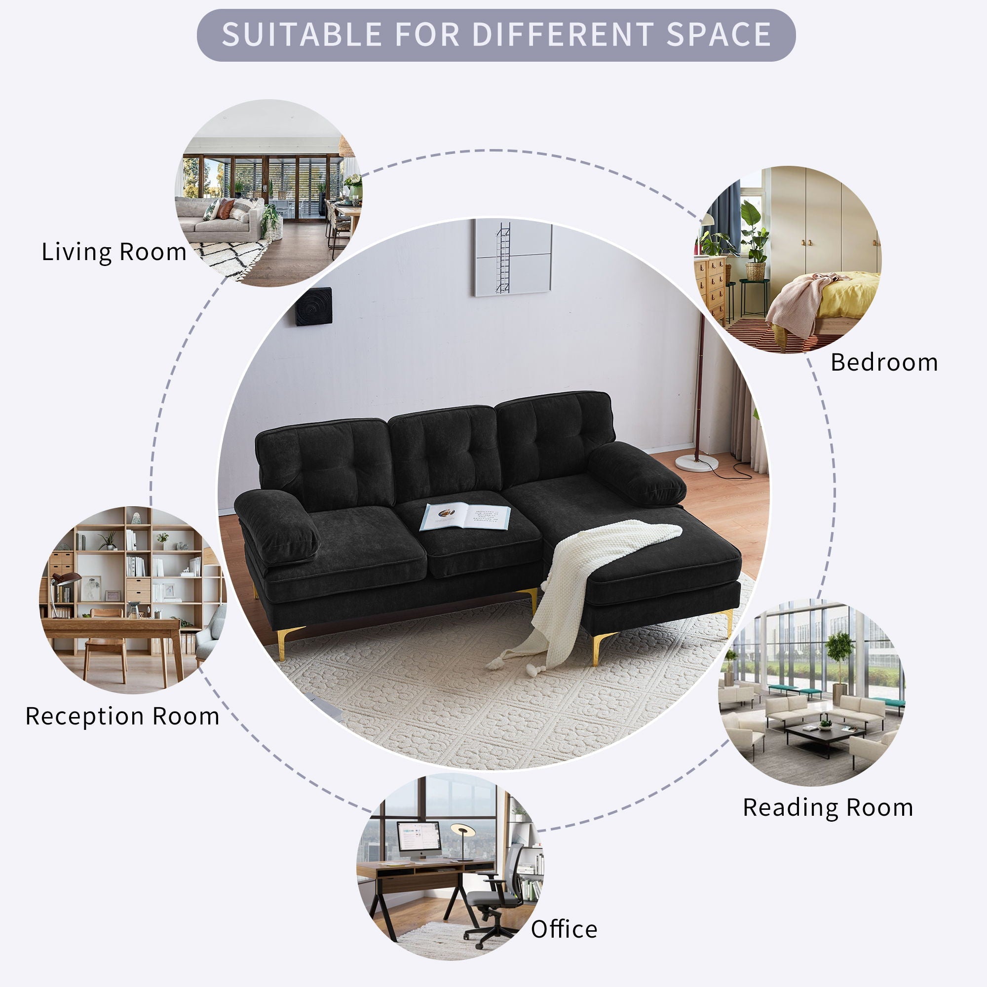 Modern L Shaped Sectional Sofa For Living Room by HouseOfZazla