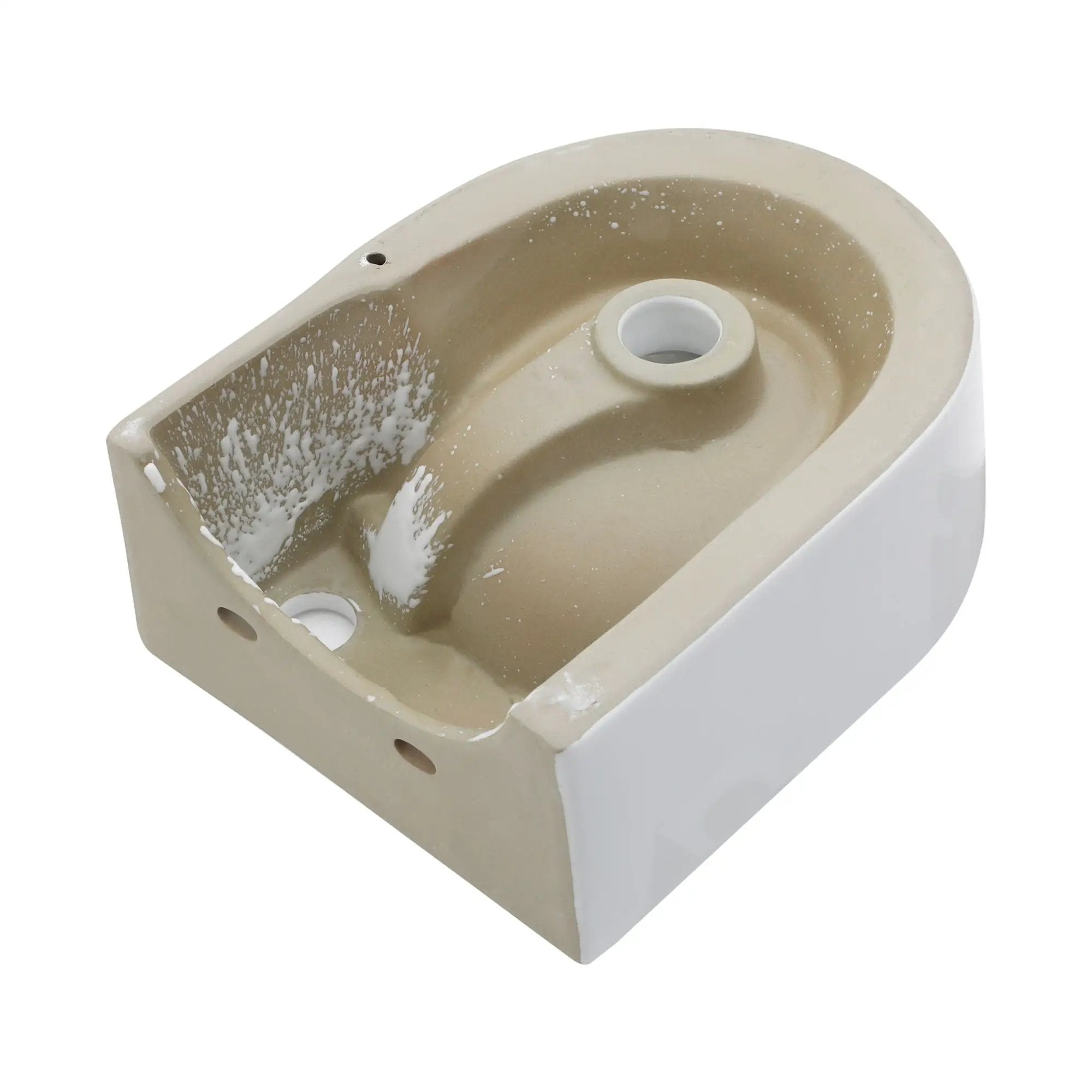 Modern Rectangle Wall Mount Bathroom Sink With Single Faucet Hole - White by HouseOfZazla
