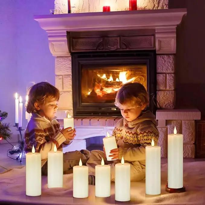 Flameless Flickering Battery Operated Candles 9PACK Real Wax Pillar LED Candles with 10-Key Remote Control and 24 Hours Timer for Wedding, Party, Home Decoration (Ivory) by GreenHaven Gardens