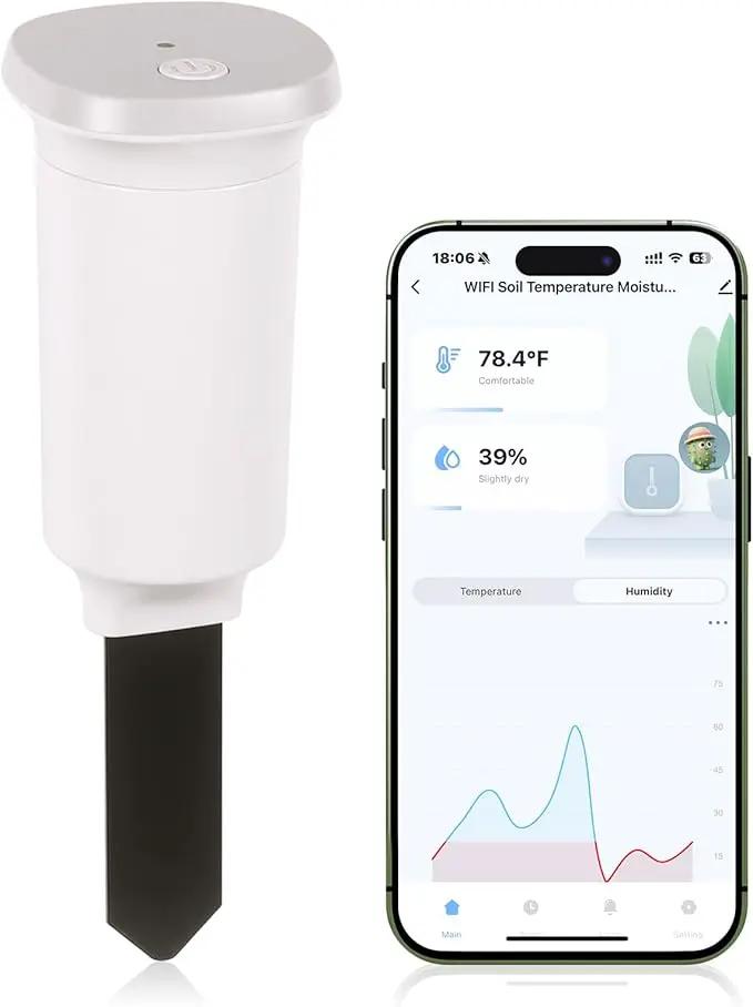 Digital Soil Moisture Meter WiFi for Plants 2-in 1 Soil Moisture/Temperature Meter with App Remote Monitor for Outdoor/Indoor Plants Wireless Smart Soil Moisture Sensor Plant Water Meter Accessories by GreenHaven Gardens