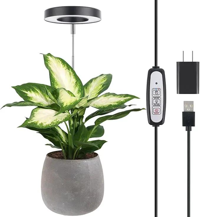 LORDEM Plant Grow Light, Full Spectrum LED Plant Light for Indoor Plants, Growing Lamp with Auto On/Off Timer, 4 Dimmable Brightness, Ideal for Indoor Plants, Black by GreenHaven Gardens