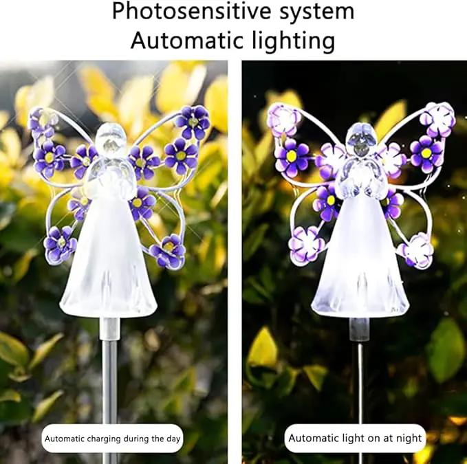 YWBL-WH 2PCS Angel Solar Lights LED Solar Garden Stake Lights Outdoor Garden Eternal Light Angel Decoration (Blue) by GreenHaven Gardens