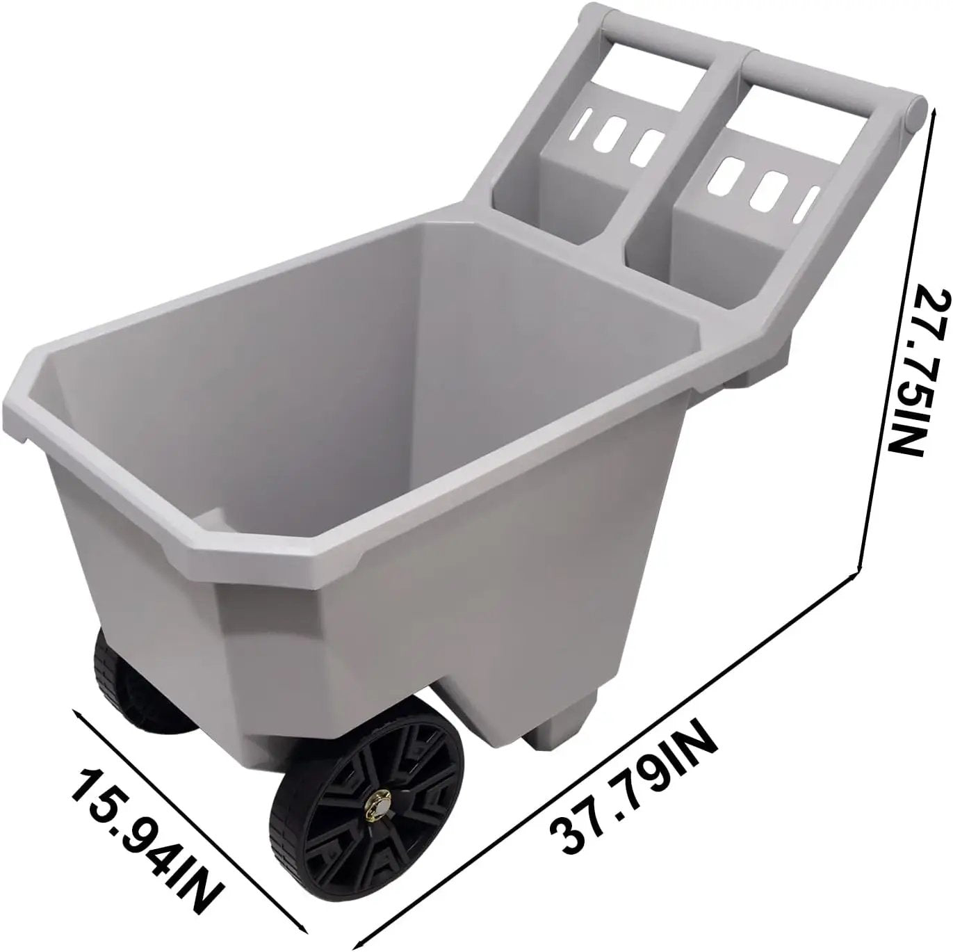 AAIN Wheel Barrel, 2 Wheel Wheelbarrow. 300 LB Yard Cart with 9 in Maintenance-Free Solid Wheels, Trash Cart with Wheels, Push/Pull Design, Grey by GreenHaven Gardens