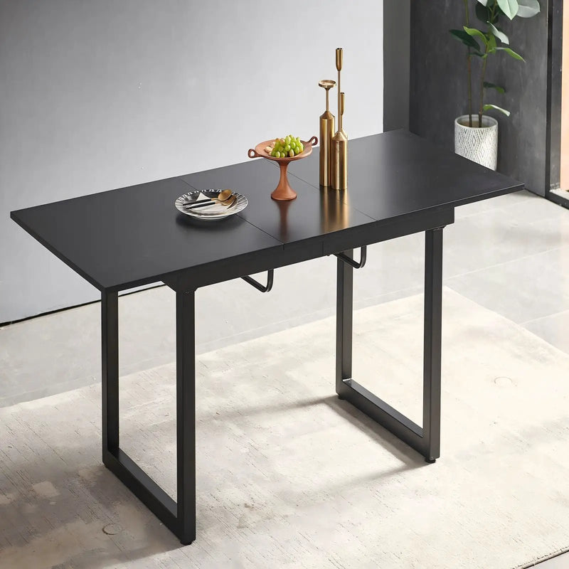 Square Extendable Dining Table With Metal Leg, Modern Space Saving Kitchen Table For Living Room by Unique Piece Furniture