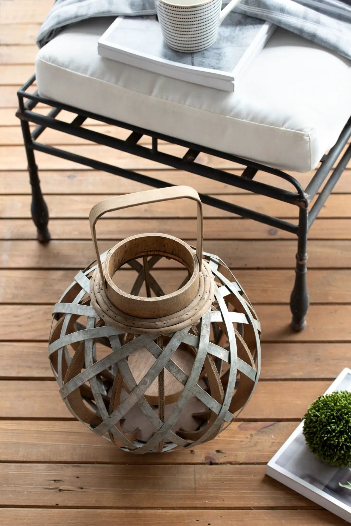 Decorative Lantern With Handle, Wooden Lantern For Indoor Outdoor, Home Garden, Wedding - Silver by HouseOfZazla