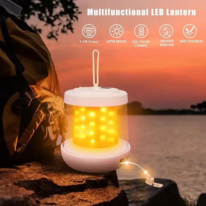 UniqueFire Portable 2 in 1 Camping Lantern，Camping String Lights Outdoor，Rechargeable LED Tent Lantern with Warm String Lights for Camping, Party, Garden and Yard Outdoor Decoration by GreenHaven Gardens