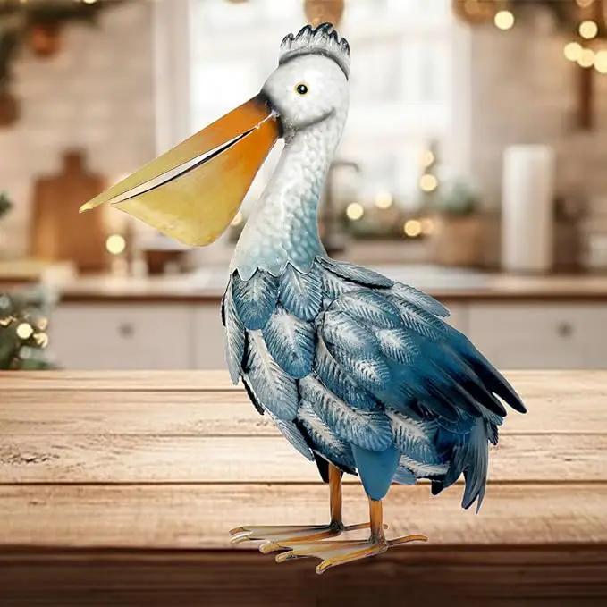 Kircust Pelican Statues, Garden Outdoor Decor Yard Art, Coastal Ocean Metal Bird Sculpture Ornament for Backyard Porch Patio Pond Decorations by GreenHaven Gardens