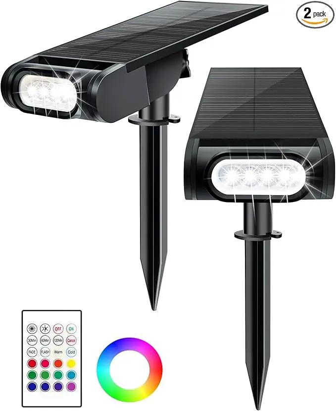Solar Spot Lights Outdoor Waterproof IP67, RGB Landscape Lighting with Remote & Timer, Color Changing Solar Uplights Outdoor for Trees, Garden, Yard, and Pathway (2 Pack) by GreenHaven Gardens