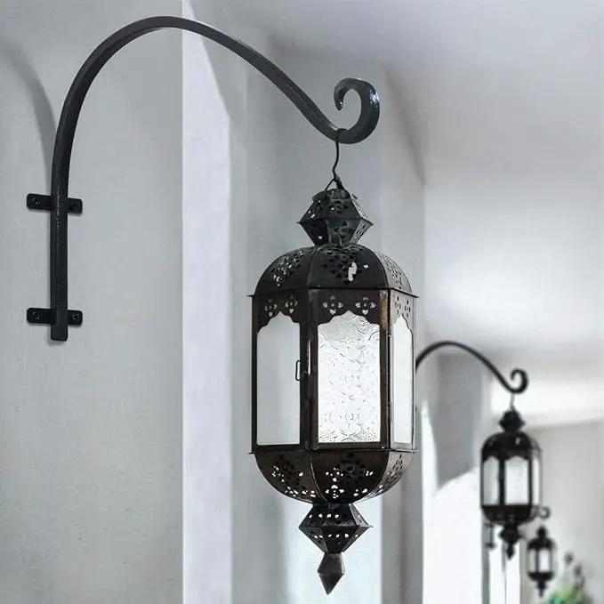 Heavy Duty Hanging Plant Bracket: Outdoor Hand-Forged Hanging Plant Bracket Hook - 16Inch Black Bird Feeder Bracket by GreenHaven Gardens