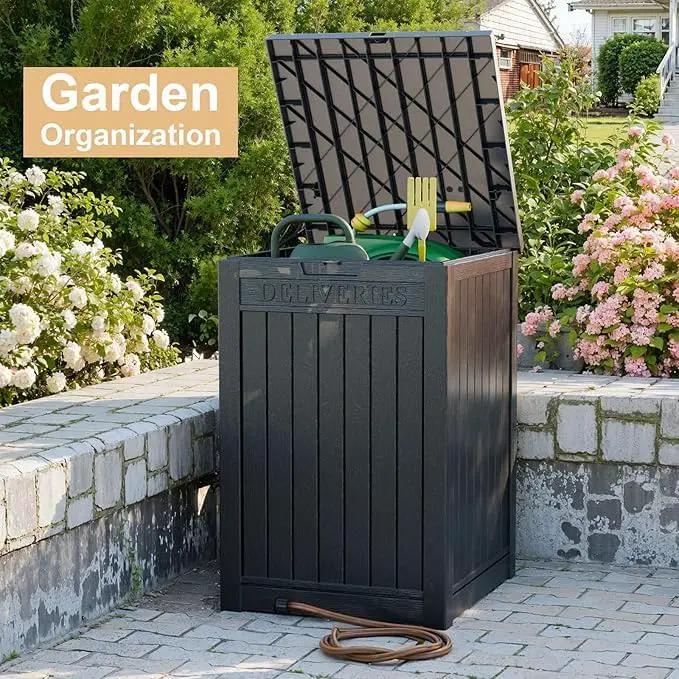 DRATO 48 Gallon Package Delivery Box, Large Lockable Storage Box, Double-Wall Resin Outdoor Package Delivery and Waterproof Deck Box for Porch, Patios by GreenHaven Gardens