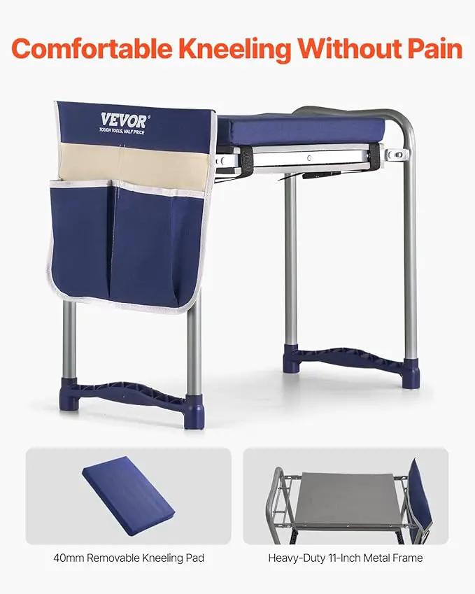VEVOR Large Folding Garden Kneeler and Seat Heavy Duty, Widened 10" EVA Foam Pad, Portable Garden Stool with Tool Bags, Gardening Bench to Relieve Knee & Back Pain, Gifts for Seniors, Women, Parents by GreenHaven Gardens