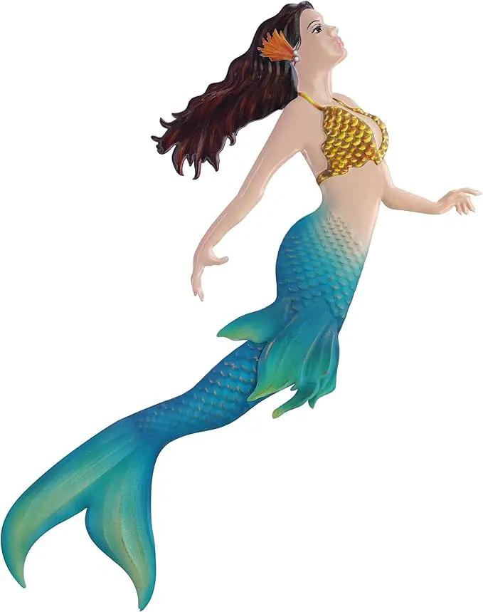 John's Studio Metal Mermaid Sea Wall Decor Outdoor Garden Hanging Art Sculptures Home Ocean Theme Decorations for Kitchen Bathroom and Pool - 14.9Inches by GreenHaven Gardens