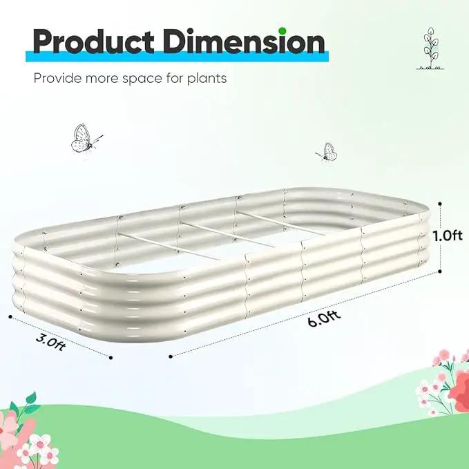 Quictent Galvanized Raised Garden Bed Kit, 6x3x1ft Oval Large Metal Outdoor Planting Box, Ground Planter Strengthened by Crossbar, Beige by GreenHaven Gardens