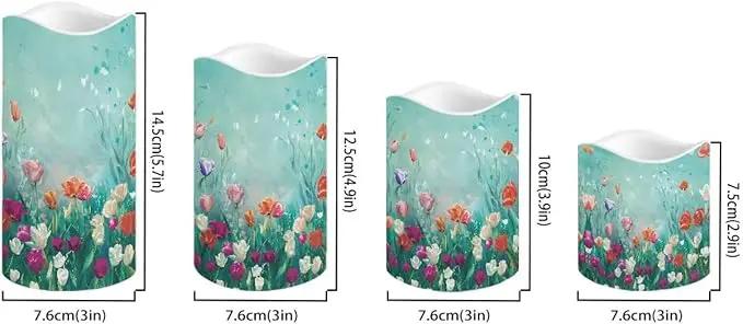 Ystardream 4PCS Flameless Candle Elegant Floral Led Flameless Candles with Remote Fake Candles That Look Real for Home Living Room Bathroom Bedroom Decor Plum Blossoms and Hummingbirds by GreenHaven Gardens