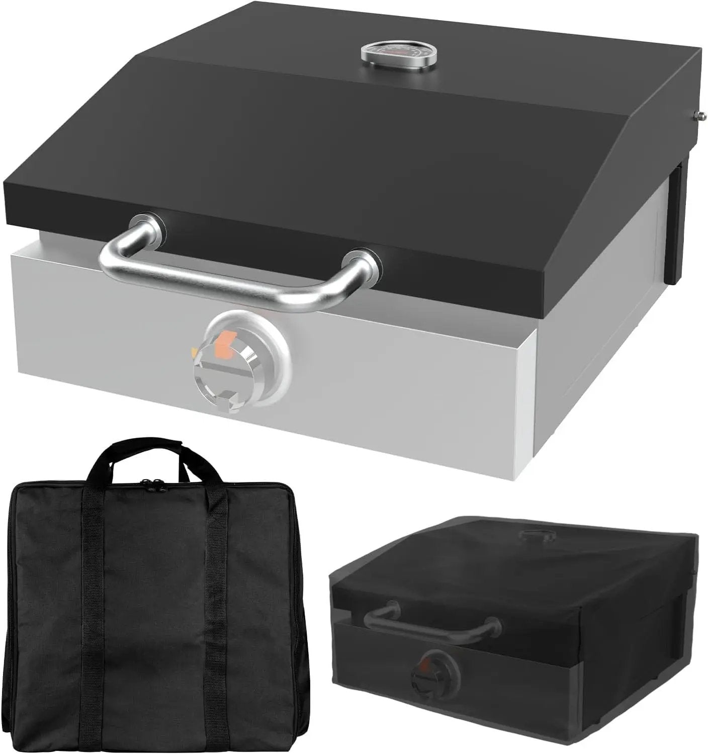 Griddle Lid for Blackstone 17 Inch Adventure Ready 1832 Tabletop Griddle, 1650 Flat Top Grill Station, Hinged Lid Hard Cover with Carry bag and Cover for Blackstone Flat Top Grill by GreenHaven Gardens