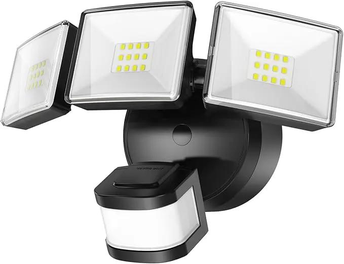 OREiN 3500LM/26W Flood Lights Outdoor, 240°/40FT Big Motion Sensor Outdoor Lights Dusk to Dawn Security Lights IP65 Waterproof 3 Modes for Outside 3500SQ.FT Front Door, Garage, Black (Hardwired) by GreenHaven Gardens