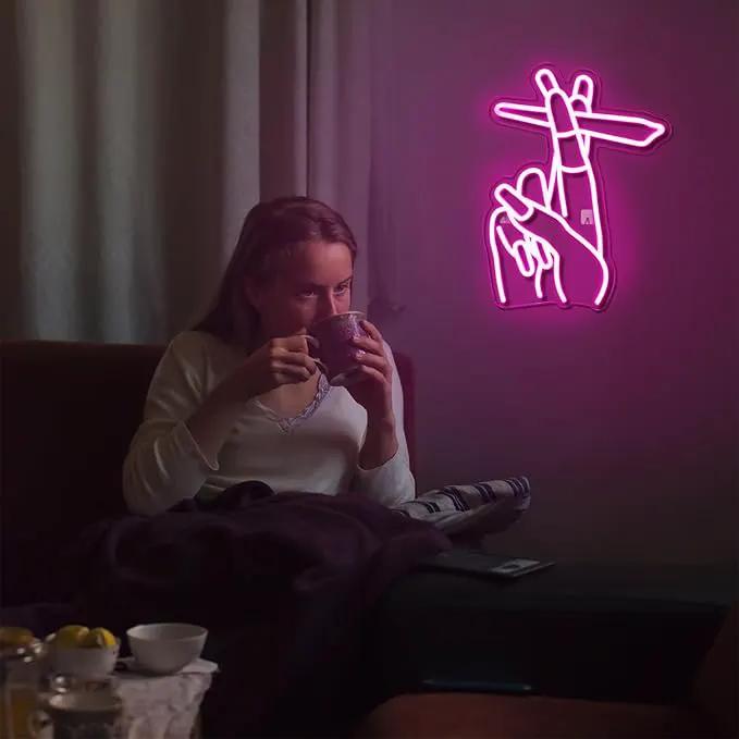 WLHOPE Pink Led Hand Neon Sign for Wall Decor Gesture USB Nail Hand Man Cave Neon Light Sign for Bedroom Home Bar Girls Room Nail Room Salon Party Decor Gift for Women by GreenHaven Gardens