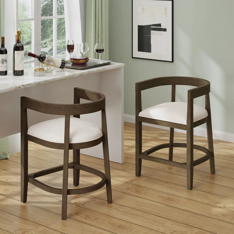 Modern Rubberwood Counter Stool Set With Upholstered Seats by HouseOfZazla