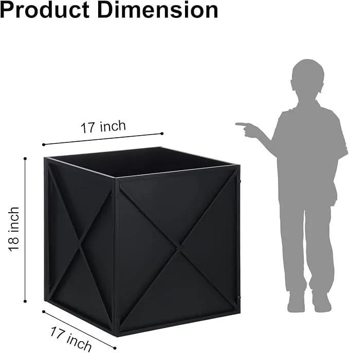 SUNNYPARK Large Metal Planter Box 17”x 17”x 18”, Square Modern Black Metal Planter Box Heavy Duty with Drainage Holes for Outdoor Garden Patio by GreenHaven Gardens