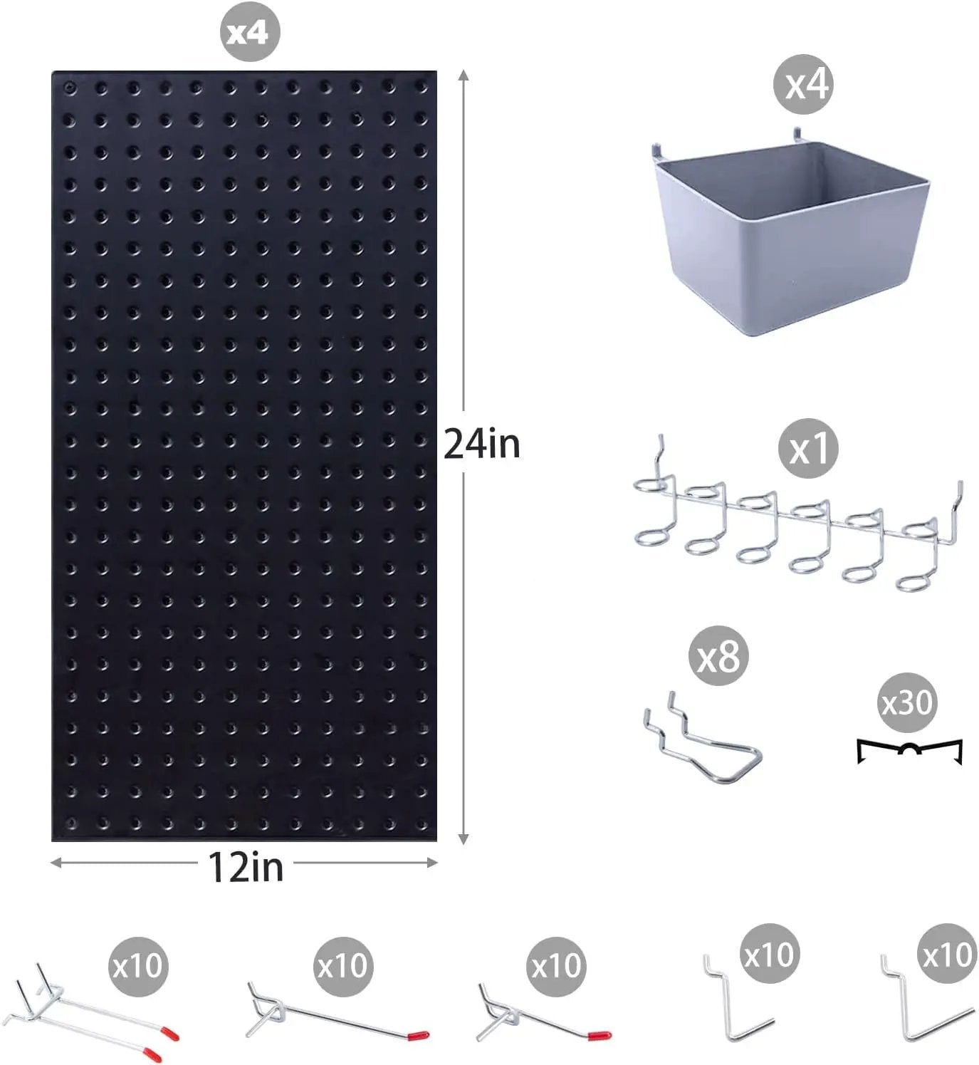 48x24 inch Black Metal Pegboard Kit for Wall Organization with Hooks, Garage Storage Bins, and Utility Tool Board, Efficient Tool Organizer Peg Board by GreenHaven Gardens