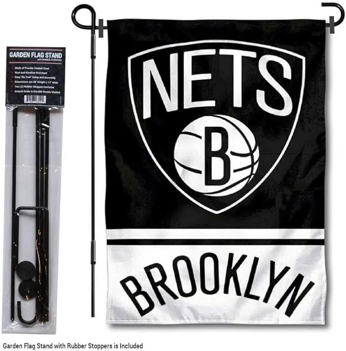 WinCraft Brooklyn Nets Garden Flag with Stand Holder by GreenHaven Gardens