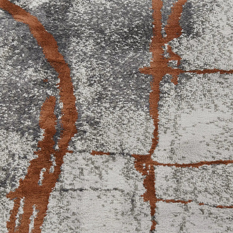 Quarry - 5' X 6.5' Abstract Area Rug - Gray / Orange by Unique Piece Furniture