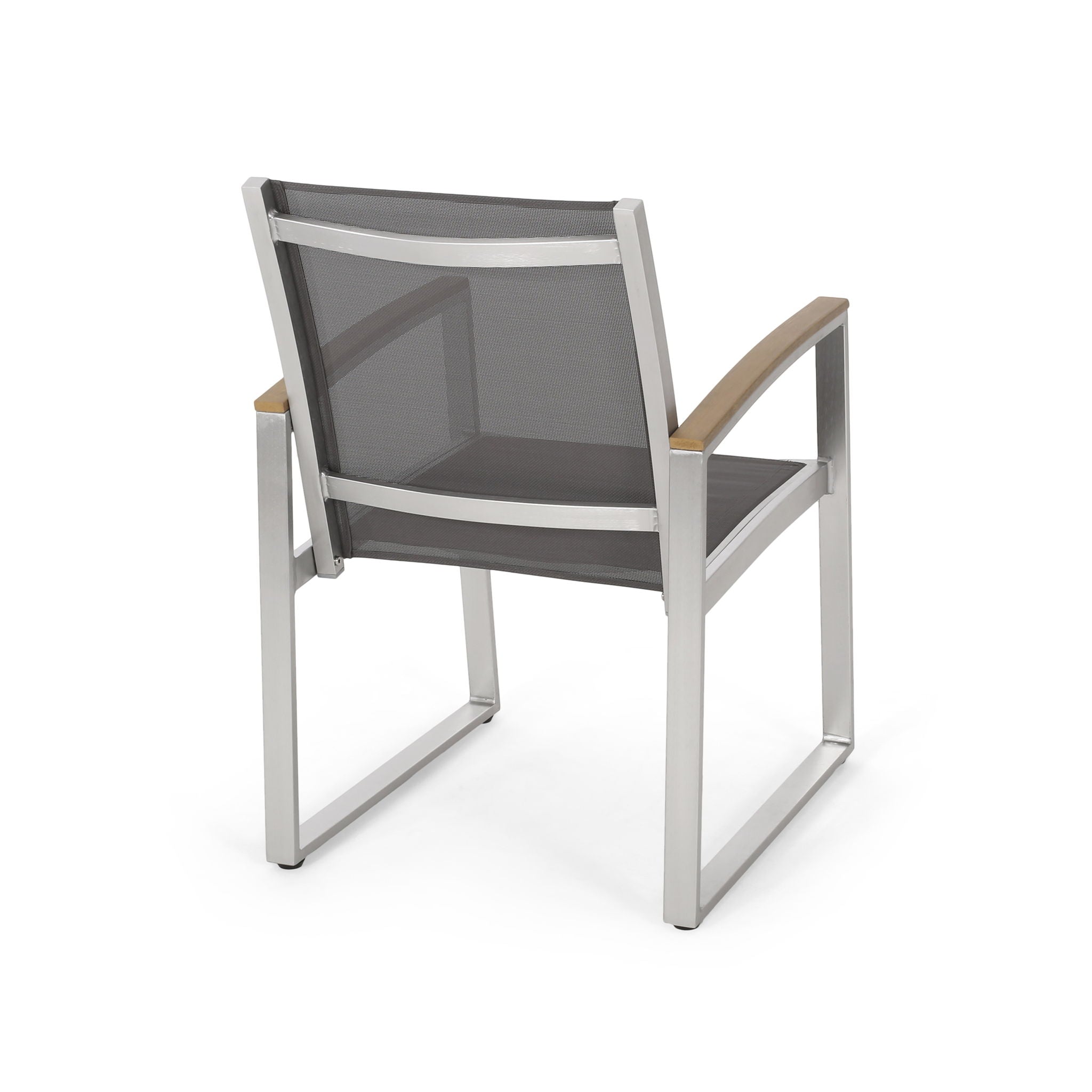 Poetic Outdoor Dining Chair with Faux Wood Arms and Aluminum Frame (Set of 2) by HouseOfZazla