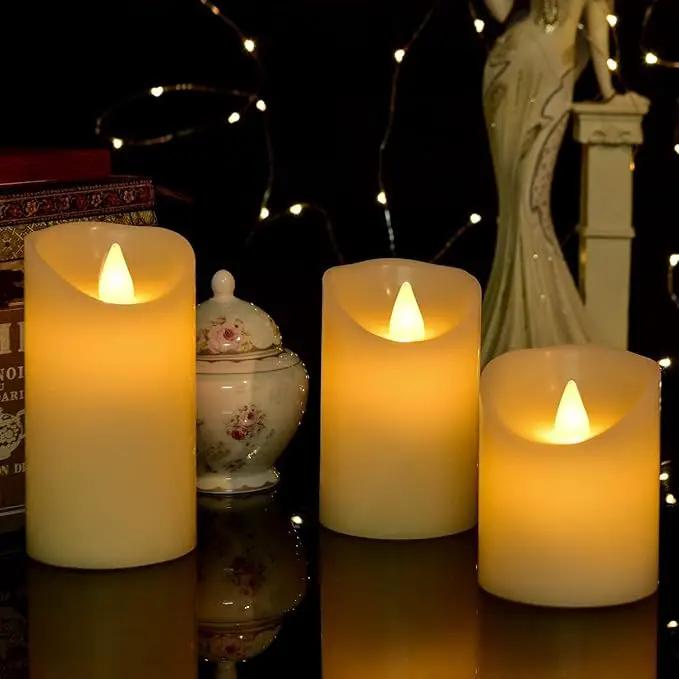 Tappovaly Flameless Flickering Battery Operated Candles 3pack Real Wax Pillar LED Candles with 10-Key Remote Control and 24 Hours Timer for Wedding, Party, Home Decoration (Ivory) by GreenHaven Gardens