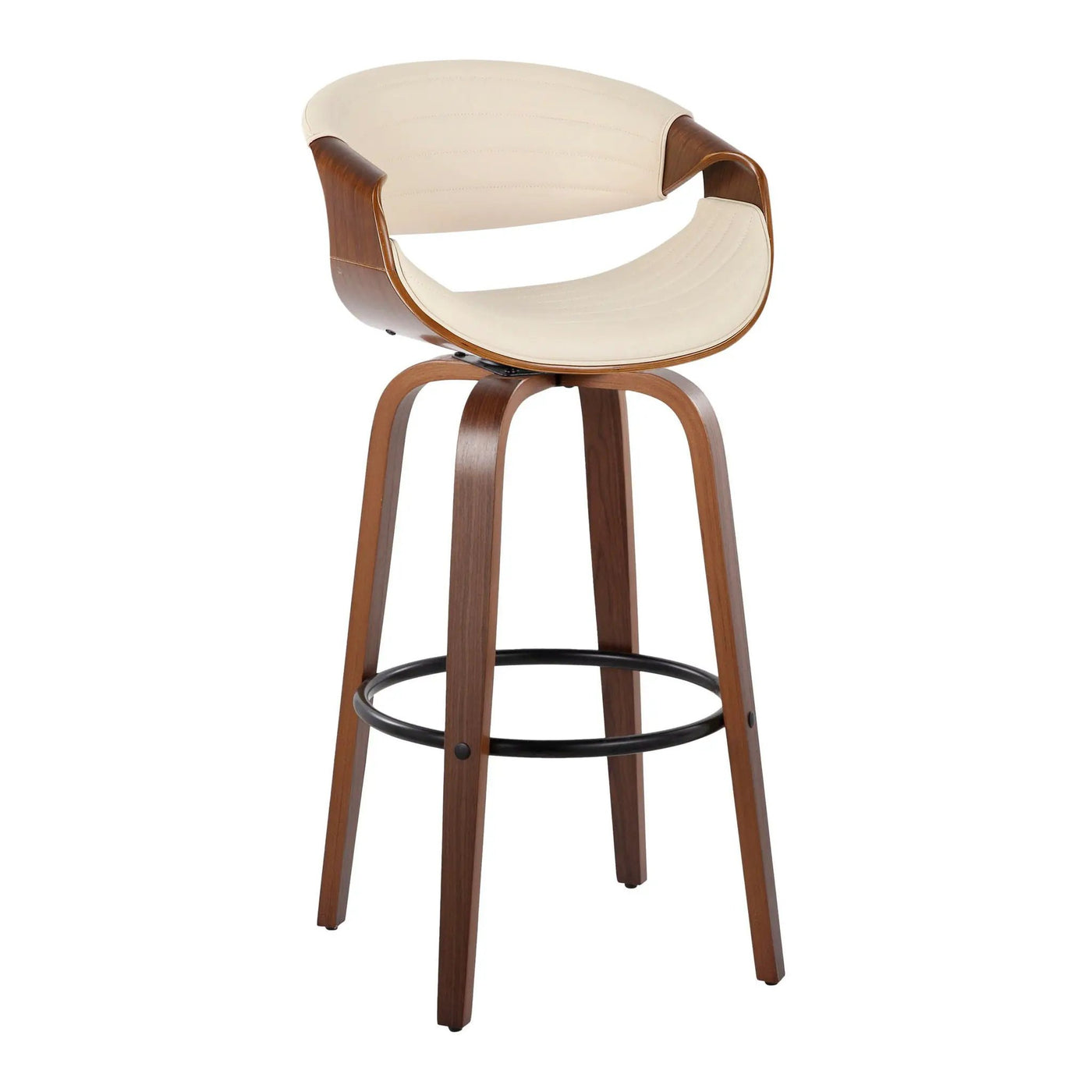 Symphony - Mid Century Modern Fixed Height Barstool With Swivel And Round Footrest (Set of 2) by HouseOfZazla