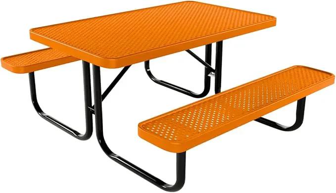 Coated Outdoor Furniture Heavy-Duty Portable Outdoor Kids Table, Punched Steel Kids Picnic Table, Commercial-Grade Picnic Table, Made in America (4ft Rectangular, Childrens, Orange) by GreenHaven Gardens
