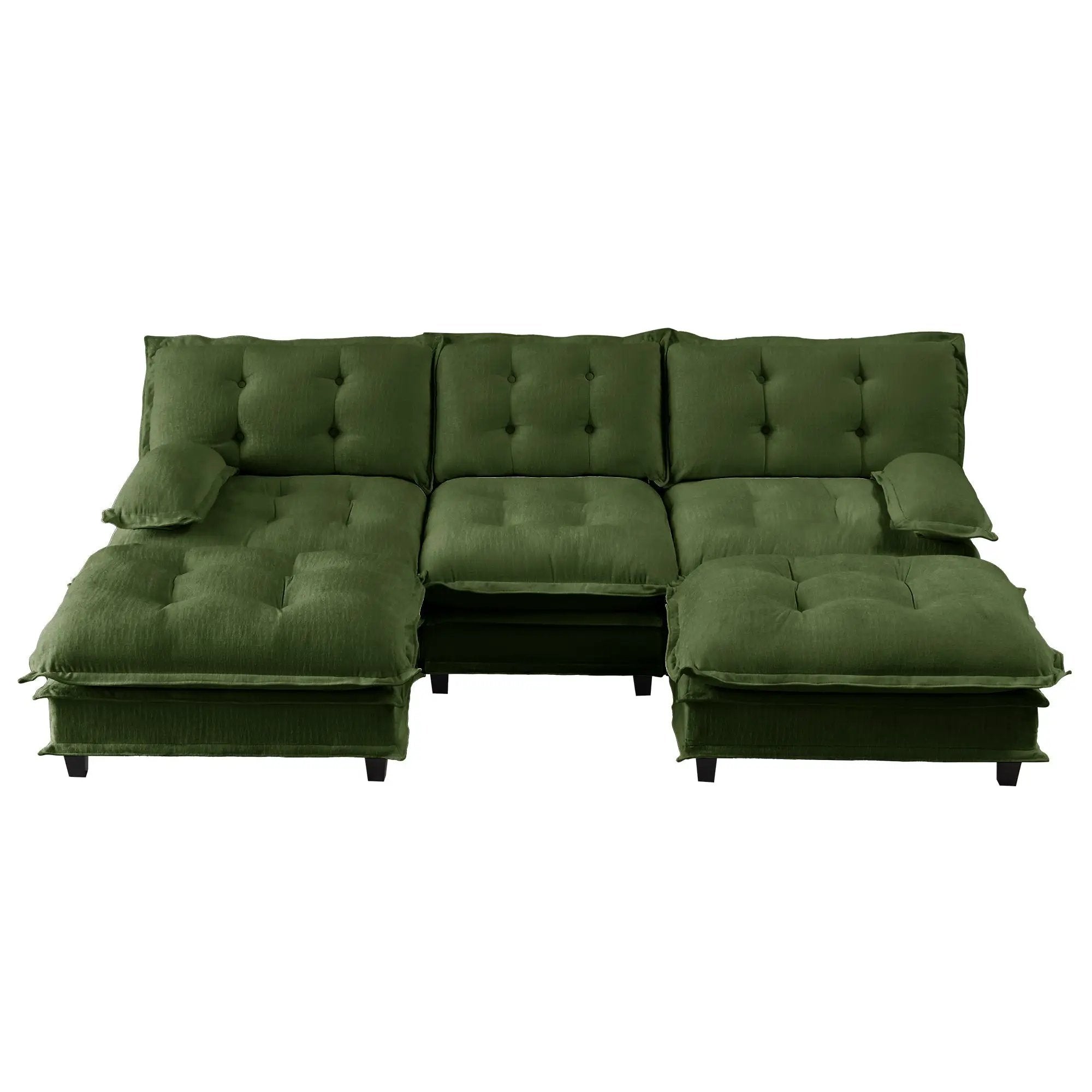 107" U Shaped Modern Sofa Modular Sectional Cloud Couch with Ottomans by HouseOfZazla