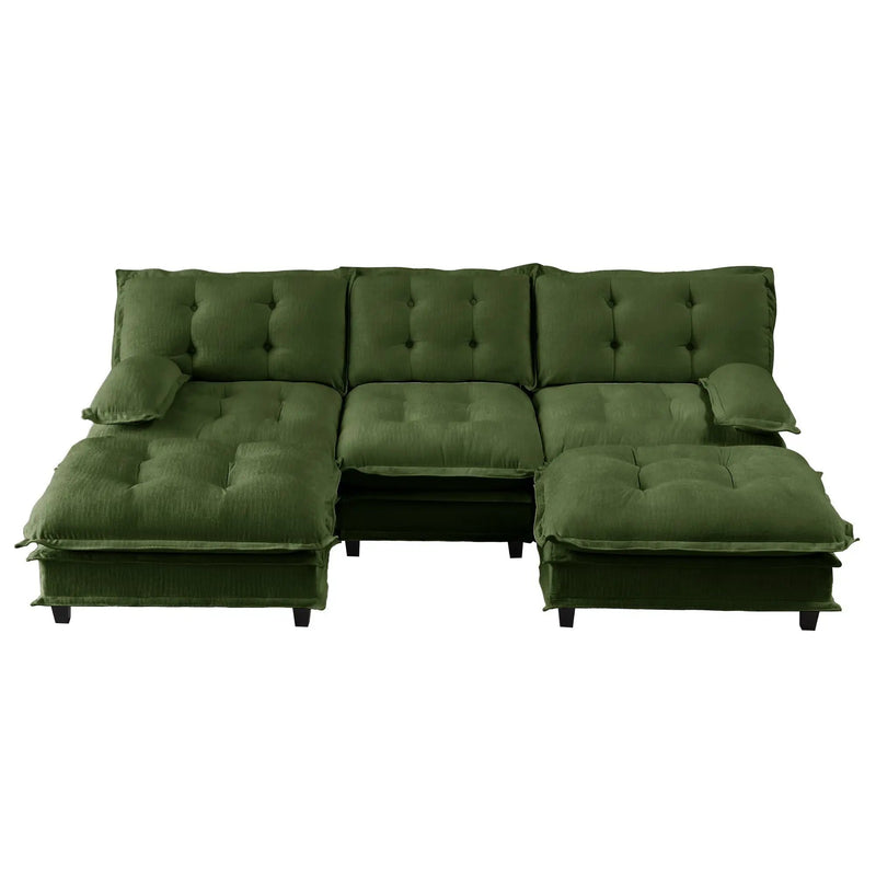 107" U Shaped Modern Sofa Modular Sectional Cloud Couch with Ottomans by HouseOfZazla