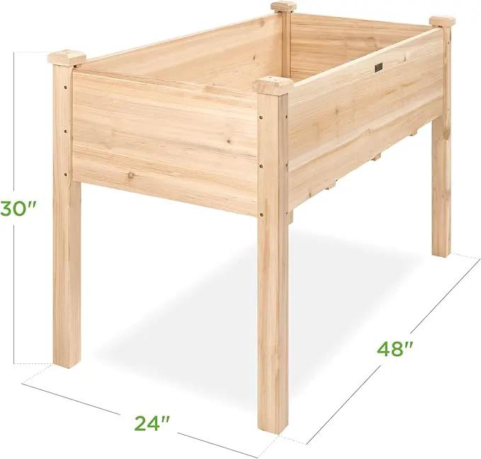 Best Choice Products 48x24x30in Raised Garden Bed, Elevated Wood Planter Box Stand for Backyard, Patio, Balcony w/Bed Liner, 200lb Capacity - Natural by GreenHaven Gardens
