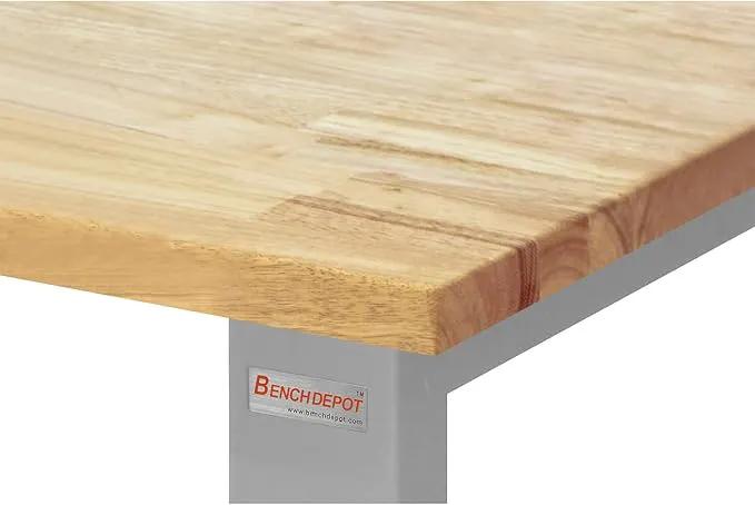 Table & Workbench: 1" Thick Solid Wood Oiled Butcher Block Top, Height Adjustable 24" D x 48" L x 30" - 36" H - by BenchPro by GreenHaven Gardens